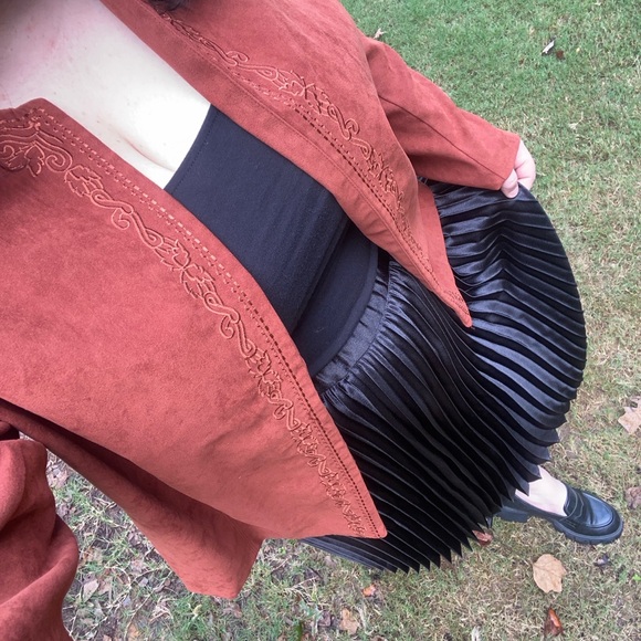 Vintage Jacket Blazer | Dark Orange Spice | Embroidered | Size 20W | Chic Boho - Picture 4 of 12